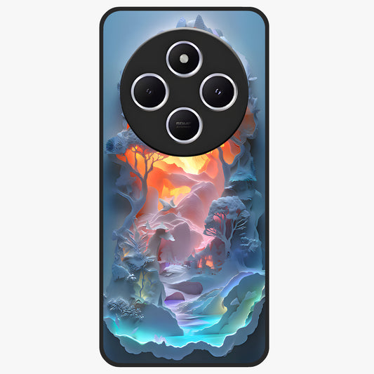 Glow Forest Portal Glass Case showing flat back view with glowing forest portal artwork and glossy glass finish.