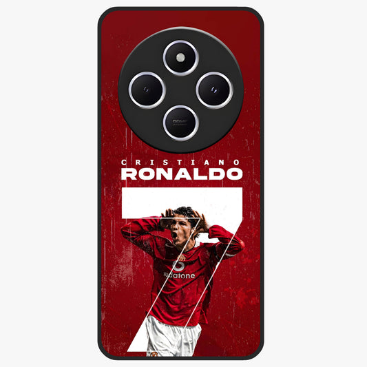 Goal Celebration Legacy Glass Case showing flat back view with football celebration inspired artwork and glossy glass finish.