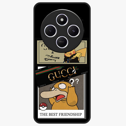 Gucci Play Mashup Glass Case showing flat back view with luxury inspired graphic artwork and glossy glass finish.