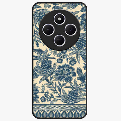 Heirloom Wild Bloom Glass Case showing flat back view with vintage inspired wild flower artwork and glossy glass finish.