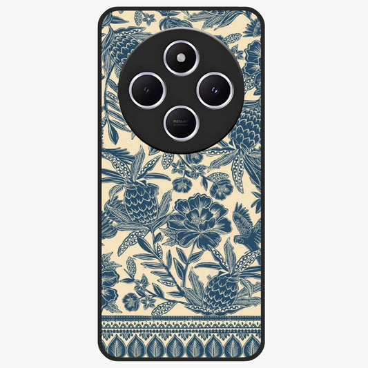 Heirloom Wild Bloom Glass Case showing flat back view with vintage inspired wild flower artwork and glossy glass finish.