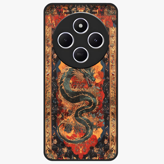 Inferno Dragon Soul Glass Case showing flat back view with fiery dragon artwork and glossy glass finish.