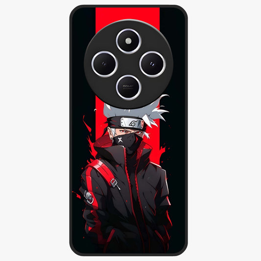 Kakashi Scarlet Shadow Glass Case showing flat back view with powerful anime ninja artwork and glossy glass finish.