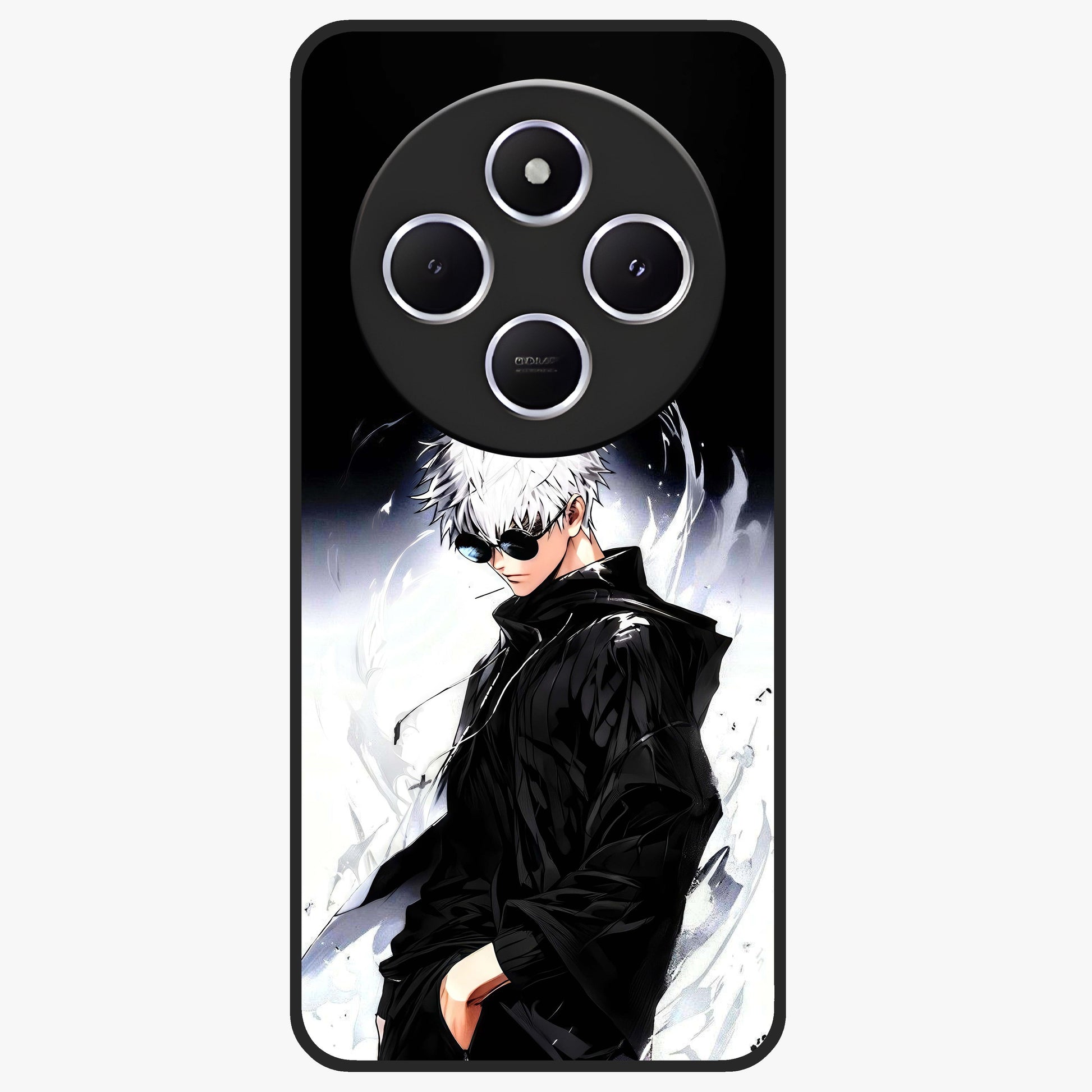Limitless Shadow King Glass Case showing flat back view with powerful shadow warrior artwork and glossy glass finish.