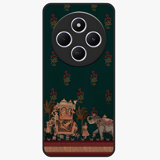 Macmerise Glass Case showing flat back view with stylish modern artwork and glossy glass finish.