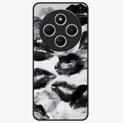 Midnight Kiss Marks Glass Case showing flat back view with lipstick kiss mark artwork and glossy glass finish.