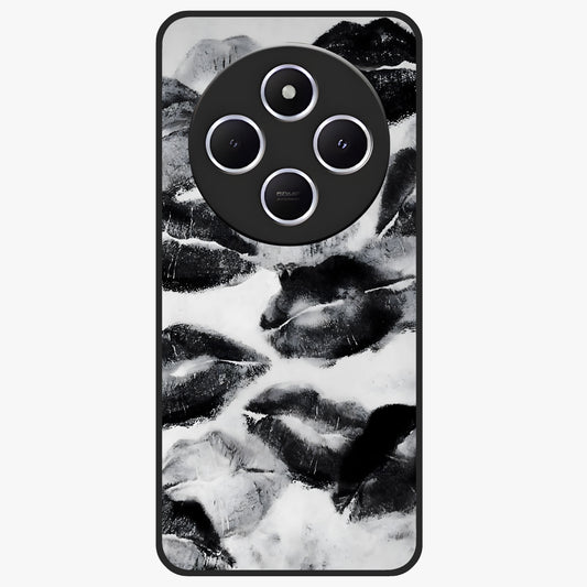 Midnight Kiss Marks Glass Case showing flat back view with lipstick kiss mark artwork and glossy glass finish.
