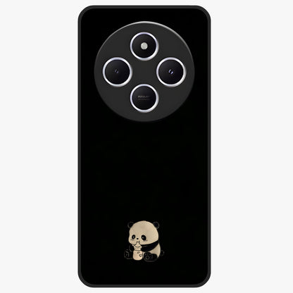 Midnight Panda Love Glass Case showing flat back view with cute panda themed artwork and glossy glass finish.