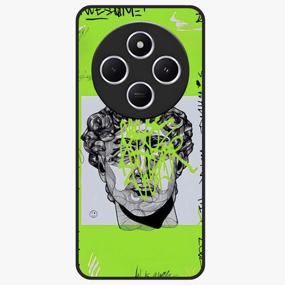 Neo Graffiti Rebellion Glass Case showing flat back view with vibrant graffiti artwork and glossy glass finish.