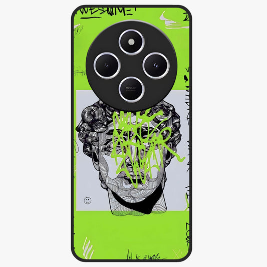 Neo Graffiti Rebellion Glass Case showing flat back view with vibrant graffiti artwork and glossy glass finish.