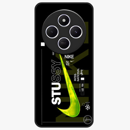 Neon Street Edition Glass Case showing flat back view with neon street style artwork and glossy glass finish.
