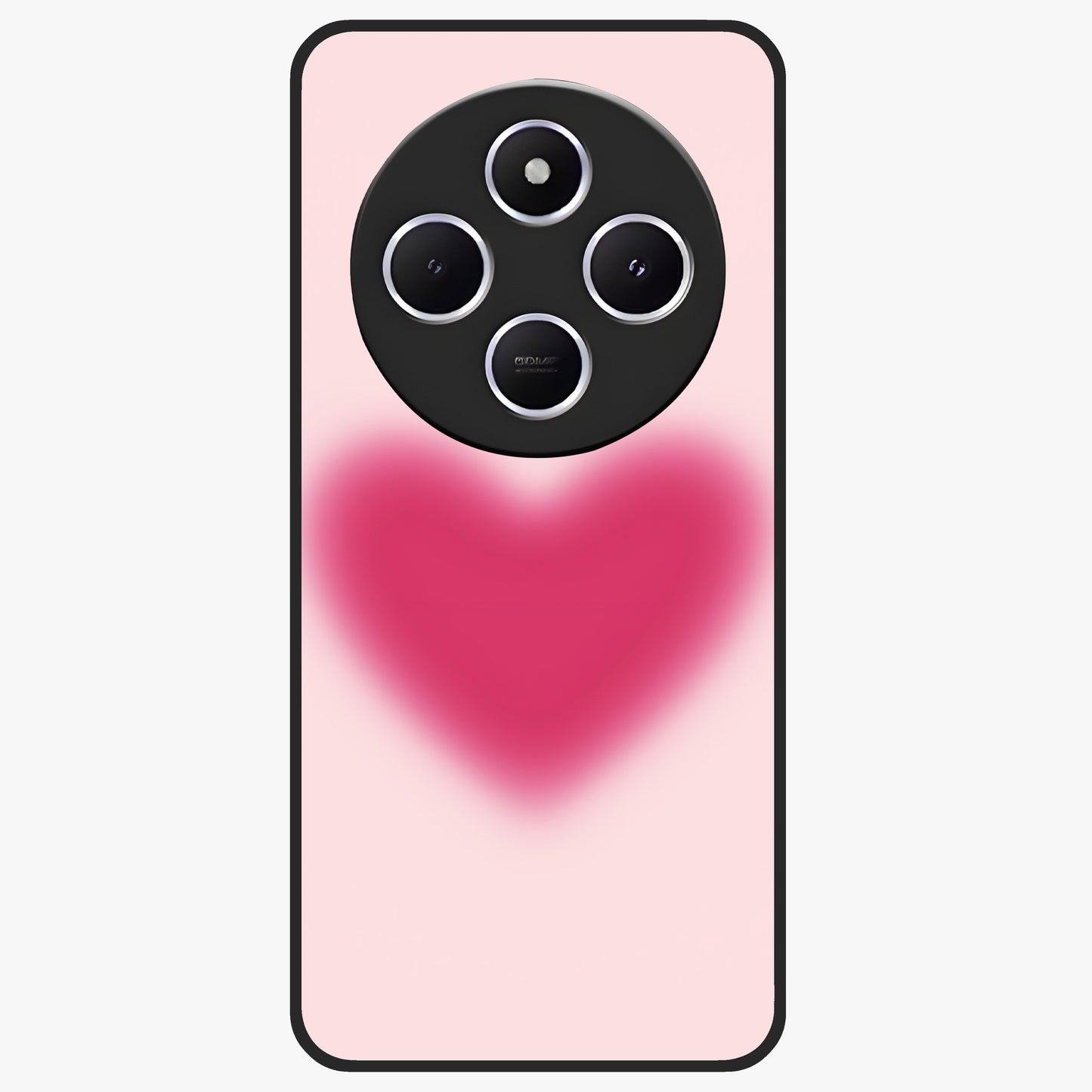 Pink Aura Heart Glass Case showing flat back view with glowing heart artwork and glossy glass finish.