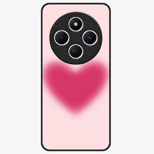 Pink Aura Heart Glass Case showing flat back view with glowing heart artwork and glossy glass finish.