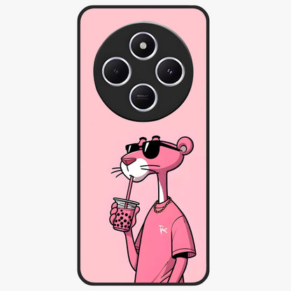 Pink Panther Glass Case showing flat back view with iconic pink panther artwork and glossy glass finish.