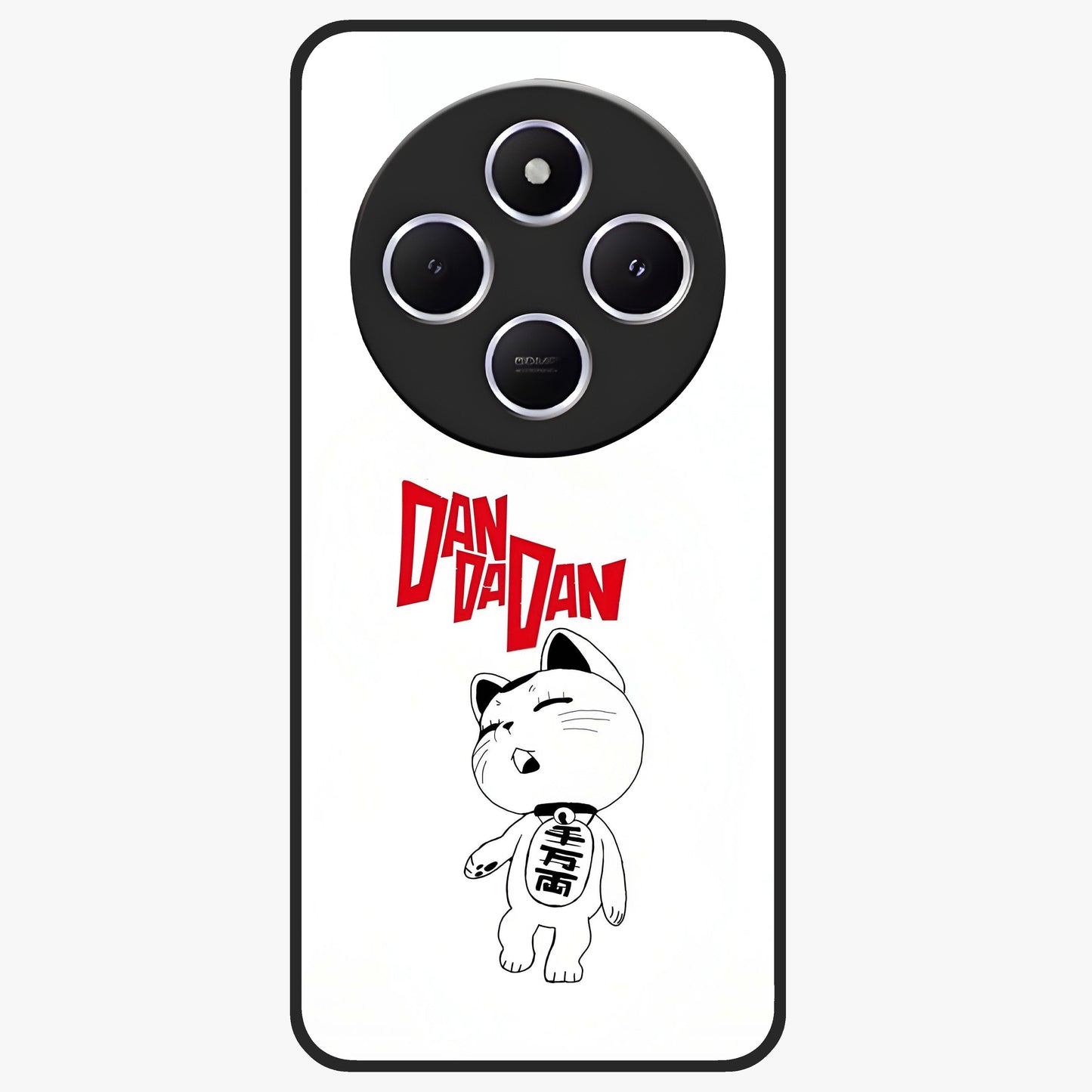 Playful Spirit Charm Glass Case showing flat back view with cheerful charm themed artwork and glossy glass finish.
