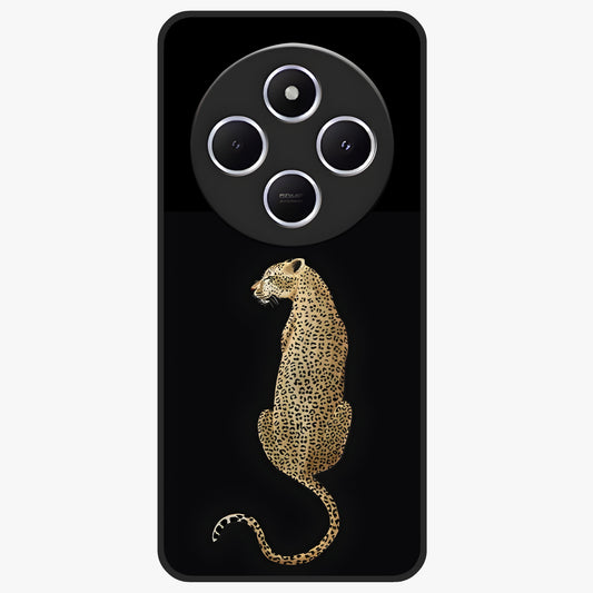 Regal Leopard Glass Case showing flat back view with bold leopard artwork and glossy glass finish.