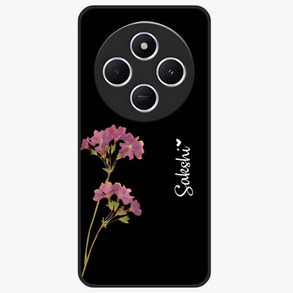 Riching Lavender Flower Custom Name Glass Case showing flat back view with lavender floral artwork and personalized name design.