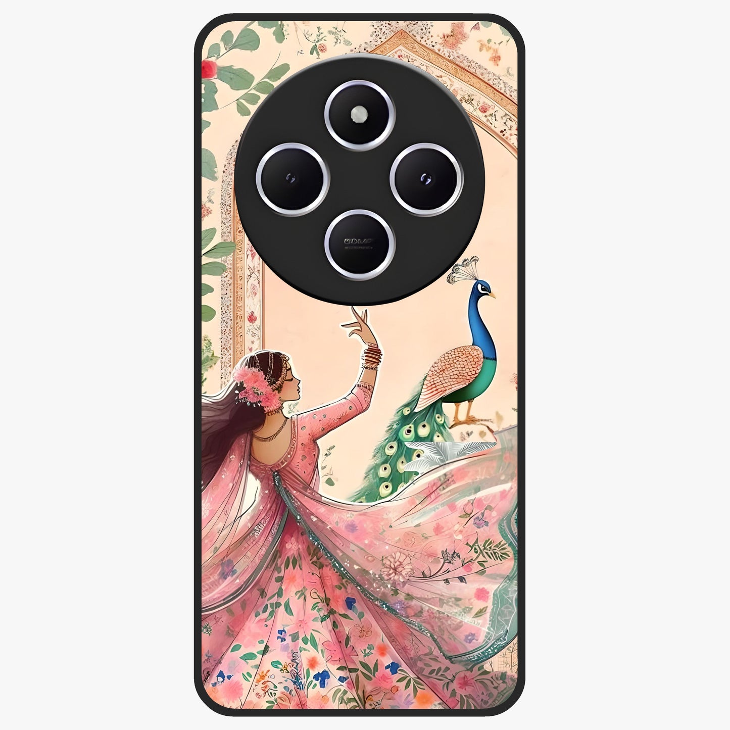 Royal Grace Muse Glass Case showing flat back view with elegant artistic artwork and glossy glass finish.