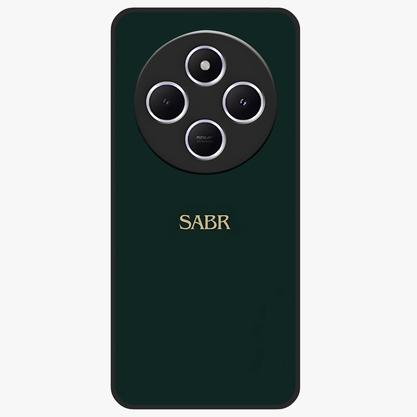 Sabr Minimal Patience Glass Case showing flat back view with minimalist typography artwork and glossy glass finish.