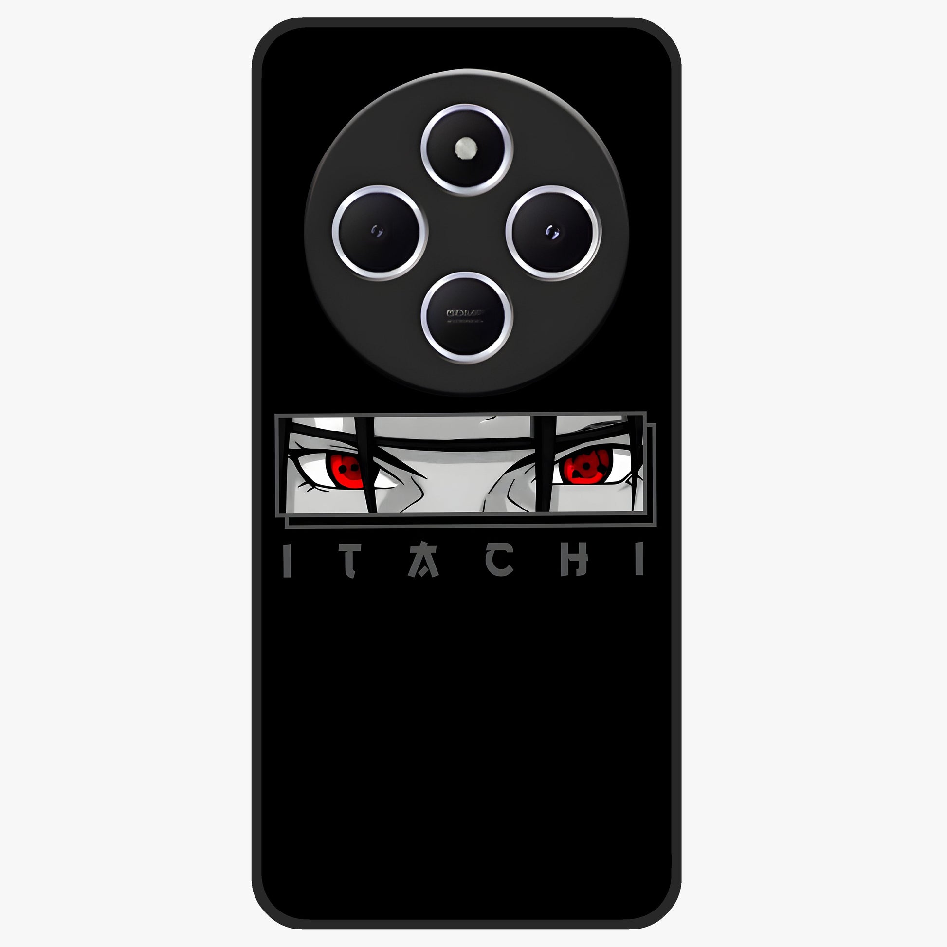 Scarlet Gaze Dominance Glass Case showing flat back view with striking red themed artwork and glossy glass finish.