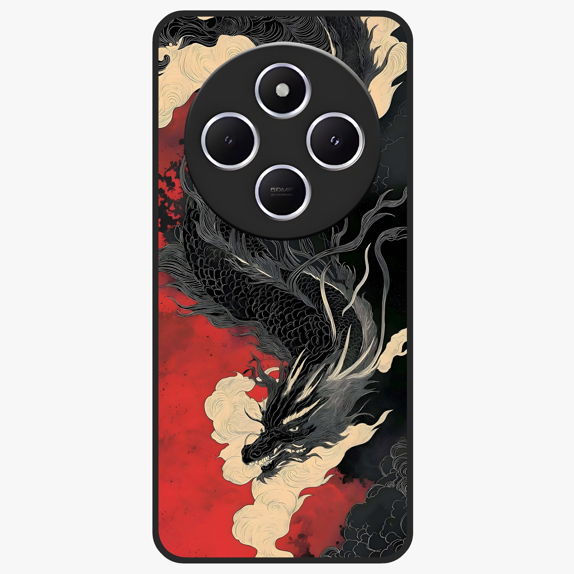 Shadow Dragon Fury Glass Case showing flat back view with fierce dragon artwork and glossy glass finish.