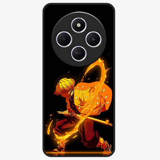 Thunder Flame Execution Glass Case showing flat back view with powerful flame and lightning artwork and glossy glass finish.