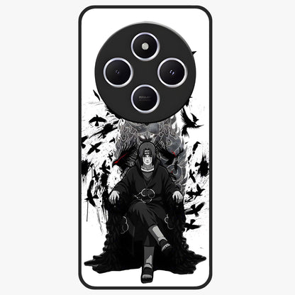 Uchiha Shadow Throne Glass Case showing flat back view with cosmic underwater themed artwork and glossy glass finish.