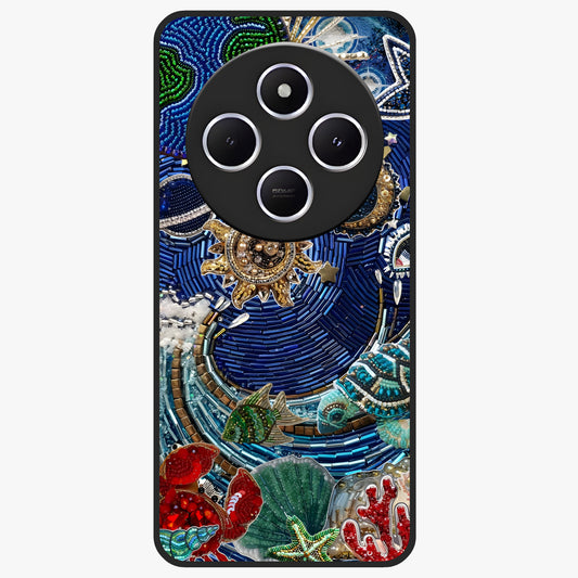 Universe Underwater Spark Glass Case showing flat back view with cosmic underwater themed artwork and glossy glass finish.
