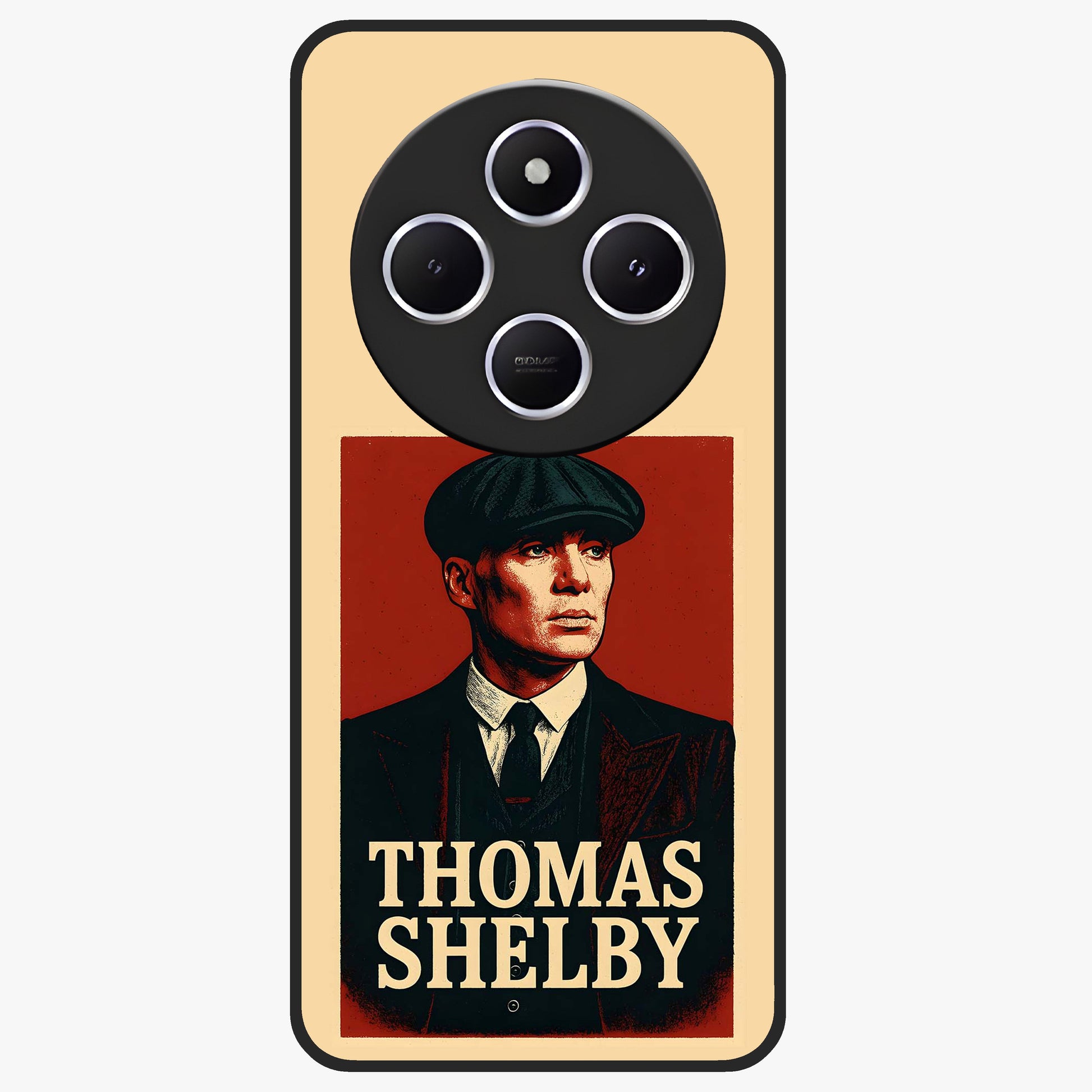 Vintage Mafia Authority Glass Case showing flat back view with bold vintage mafia inspired artwork and glossy glass finish.
