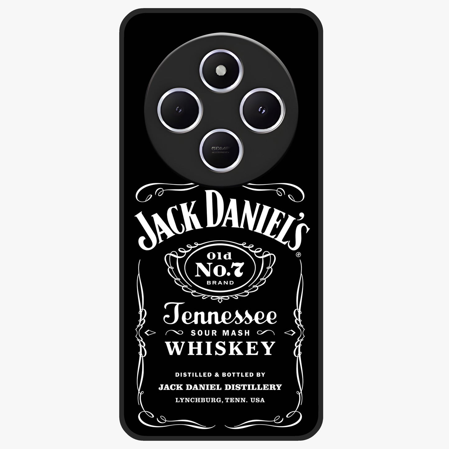 Vintage Whiskey Heritage Glass Case showing flat back view with classic whiskey inspired artwork and glossy glass finish.