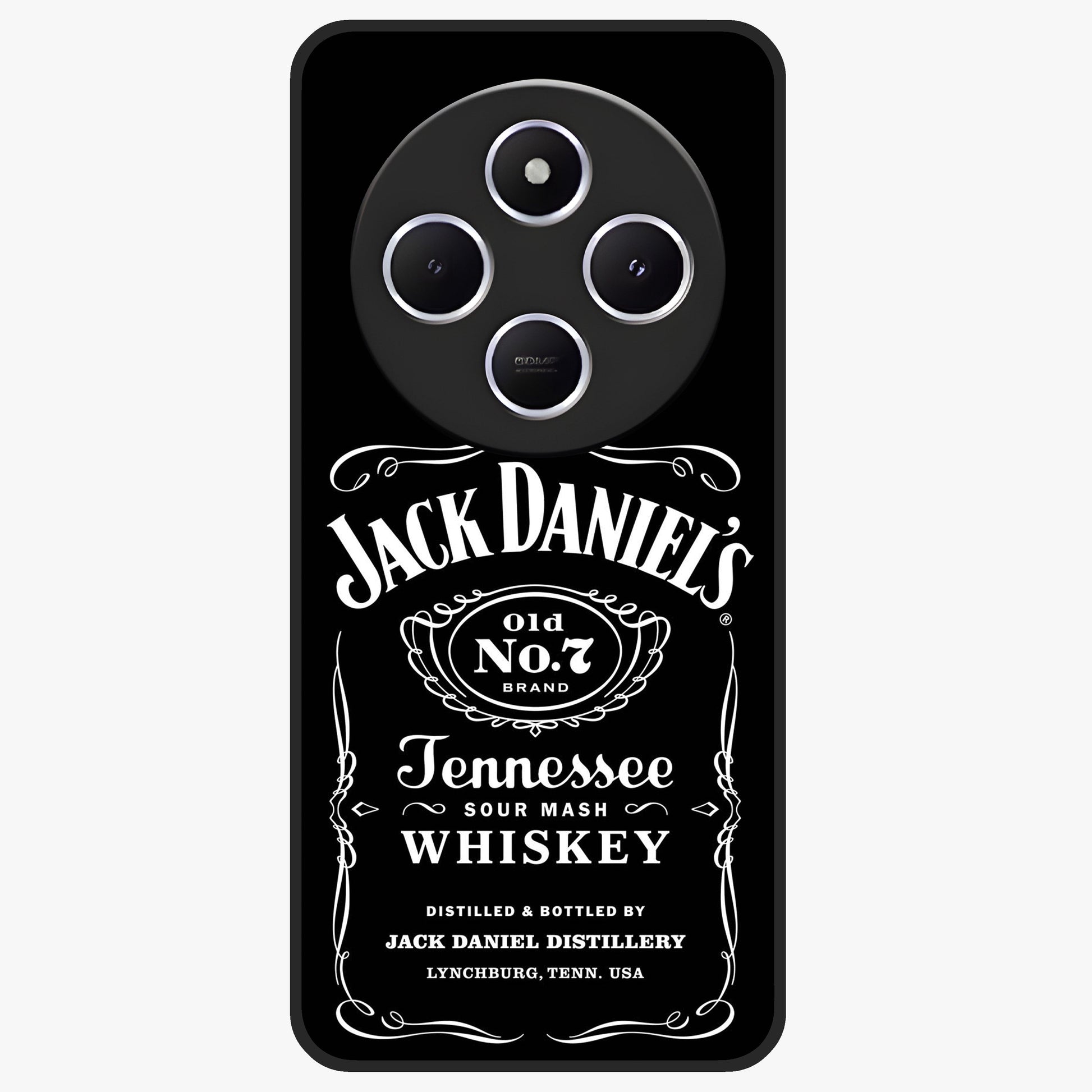 Vintage Whiskey Heritage Glass Case showing flat back view with classic whiskey inspired artwork and glossy glass finish.