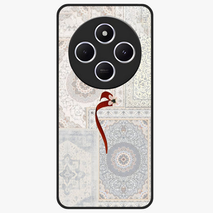 White Aesthetic Bow Glass Case showing flat back view with minimal bow artwork and glossy glass finish.