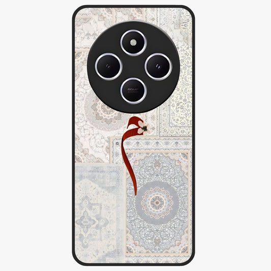 White Aesthetic Bow Glass Case showing flat back view with minimal bow artwork and glossy glass finish.