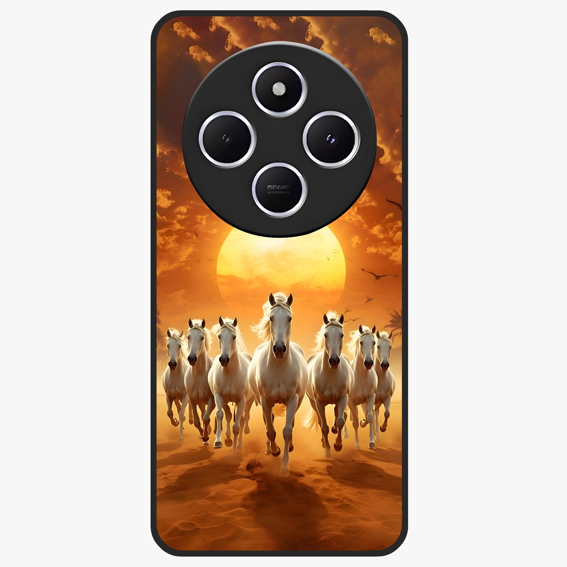 Wild Sunset Majesty Glass Case showing flat back view with majestic sunset landscape artwork and glossy glass finish.