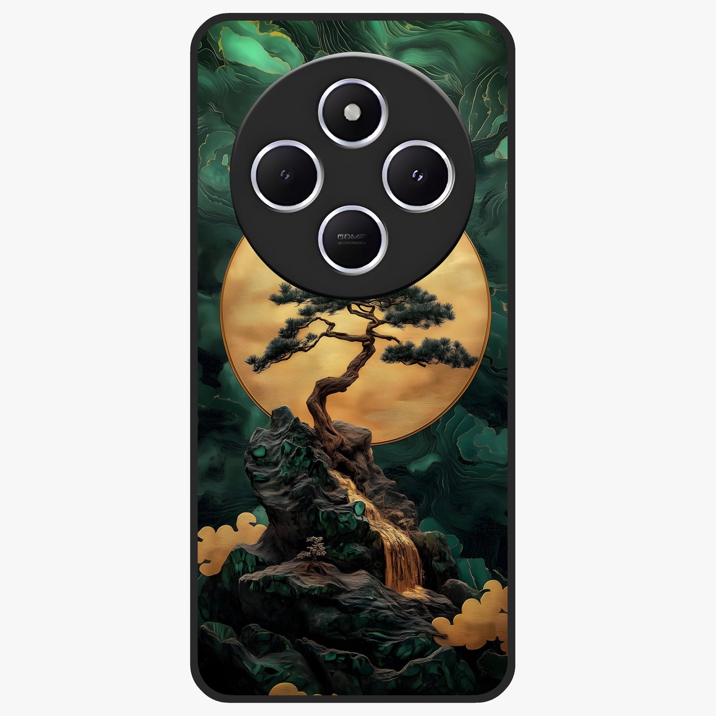Zen Moon Rise Glass Case showing flat back view with calm moonrise artwork and glossy glass finish.