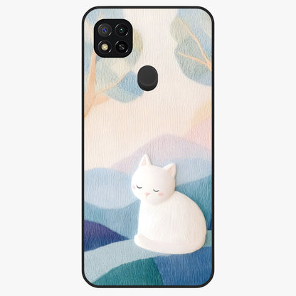 Cotton Dream Cat Glass Case showing flat back view with soft dreamy cat artwork and glossy glass finish.