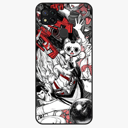 Crimson Chaos Panel Glass Case showing flat back view with bold crimson abstract artwork and glossy glass finish.