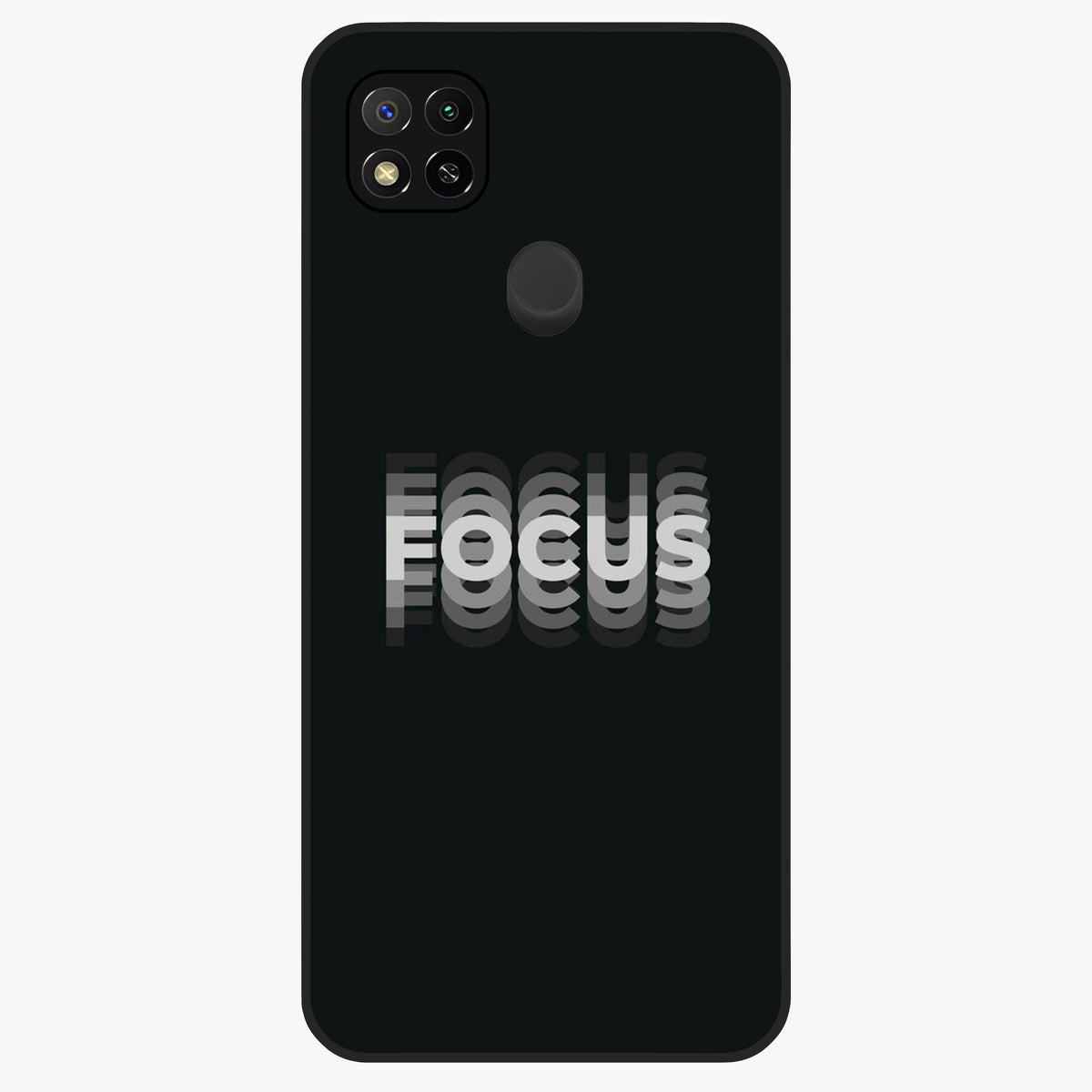 Focused Blade Discipline Glass Case showing flat back view with warrior sword themed artwork and glossy glass finish.