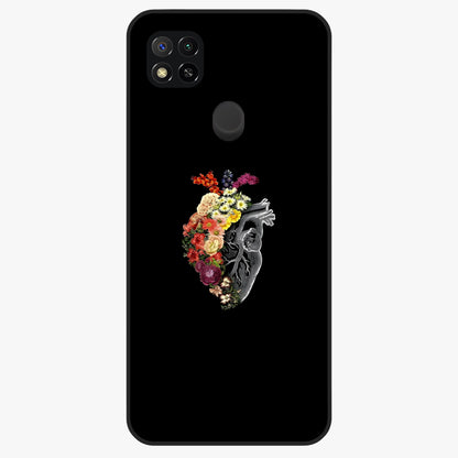 Heart With Flowers Glass Case showing flat back view with heart shaped floral artwork and glossy glass finish.