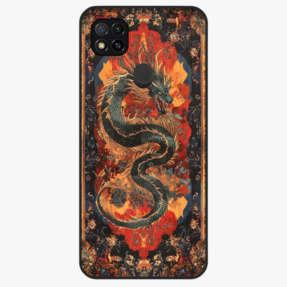 Inferno Dragon Soul Glass Case showing flat back view with fiery dragon artwork and glossy glass finish.