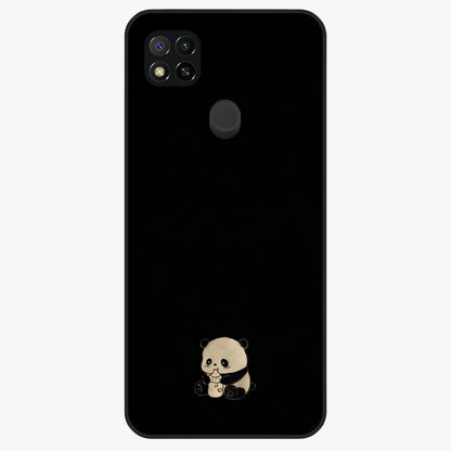 Midnight Panda Love Glass Case showing flat back view with cute panda themed artwork and glossy glass finish.