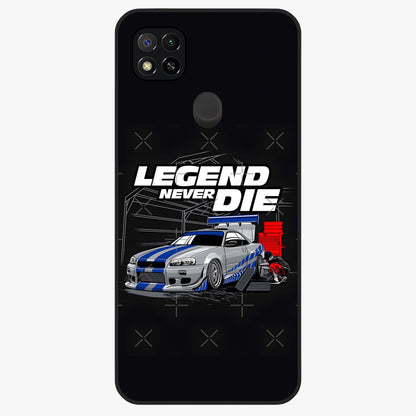 Midnight Racing Legacy Glass Case showing flat back view with sleek racing inspired artwork and glossy glass finish.