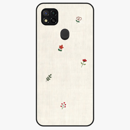 Minimalistic Blue With White Flower Pattern Glass Case showing flat back view with blue background and white flower pattern and glossy glass finish.