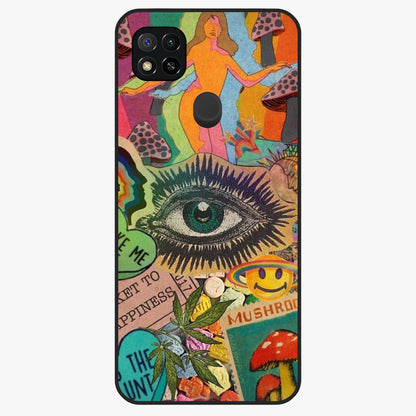 Mystic Eye Wonderland Glass Case showing flat back view with mystical eye themed artwork and glossy glass finish.