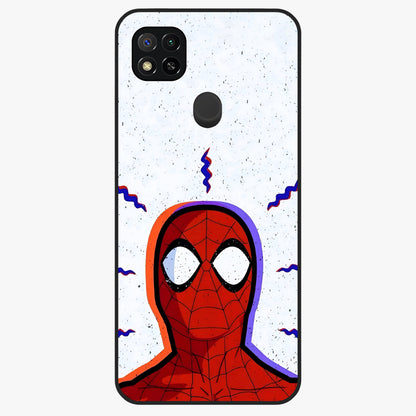 Omg Spiderman Glass Case showing flat back view with bold superhero inspired artwork and glossy glass finish.