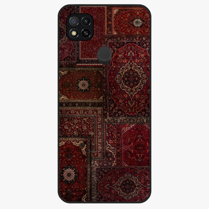 Persian Velvet Tale Glass Case showing flat back view with luxurious Persian velvet pattern artwork and glossy glass finish.
