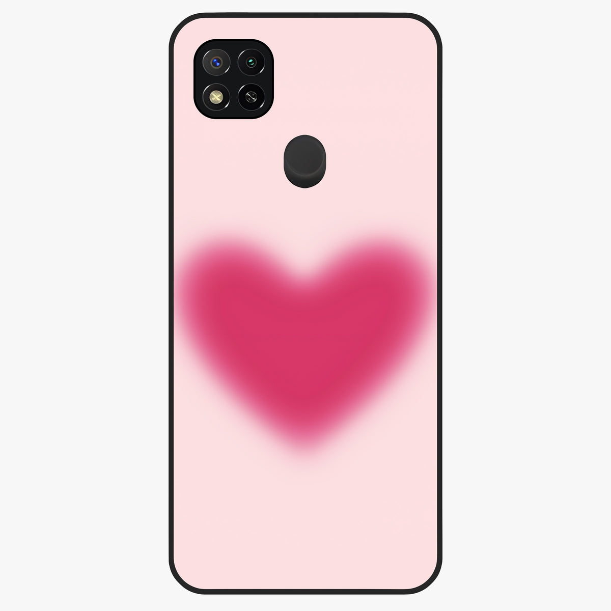 Pink Aura Heart Glass Case showing flat back view with glowing heart artwork and glossy glass finish.