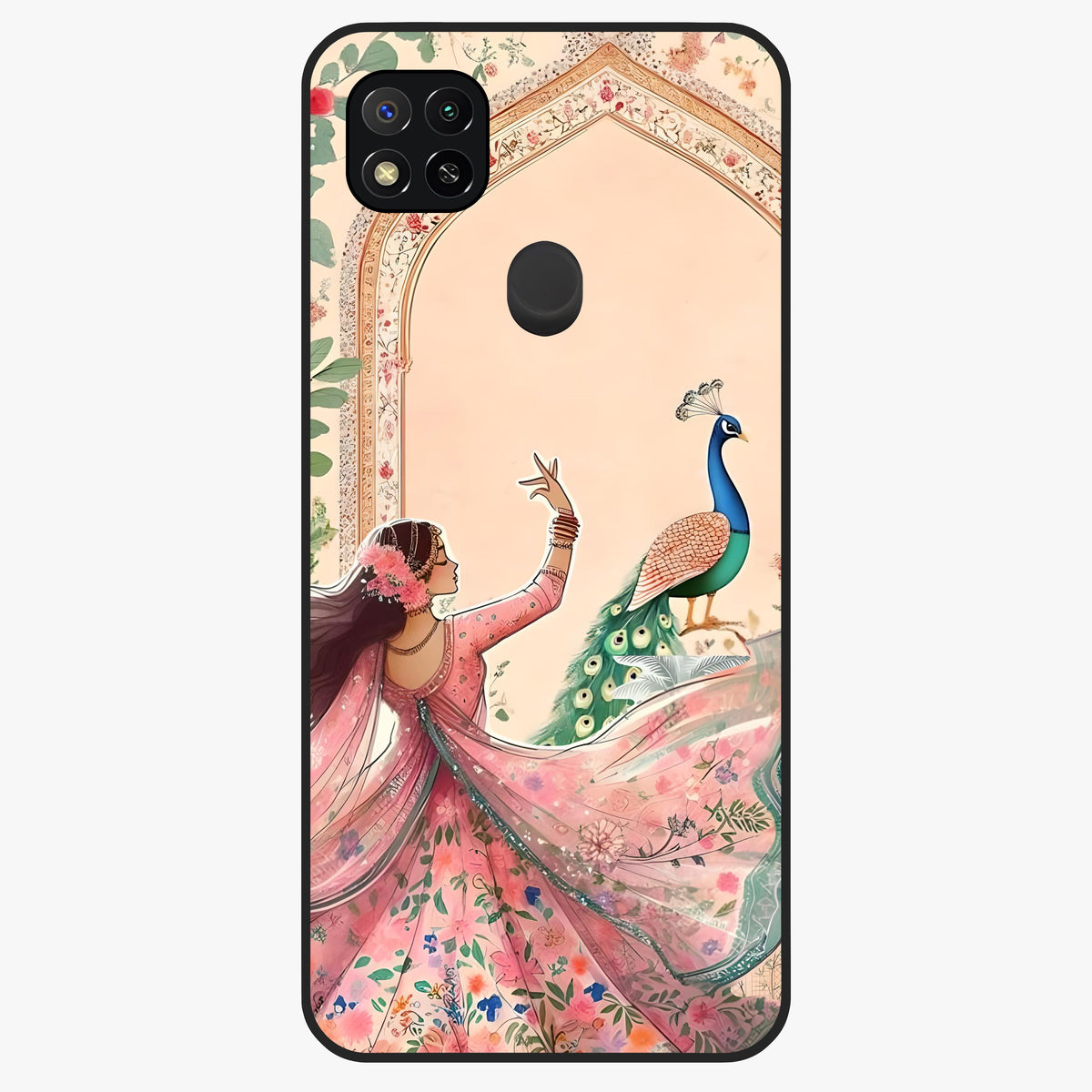Royal Grace Muse Glass Case showing flat back view with elegant artistic artwork and glossy glass finish.
