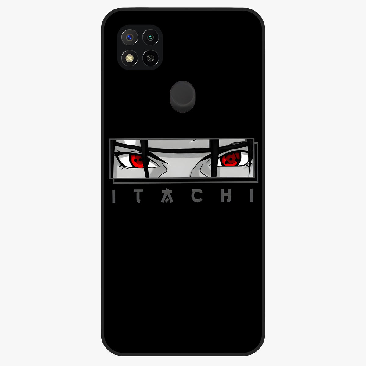 Scarlet Gaze Dominance Glass Case showing flat back view with striking red themed artwork and glossy glass finish.