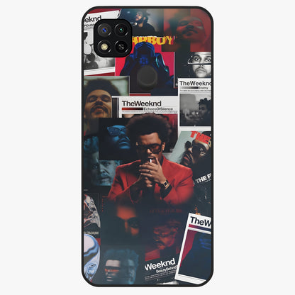 The Weeknd Glass Case showing flat back view with music inspired artistic portrait artwork and glossy glass finish.